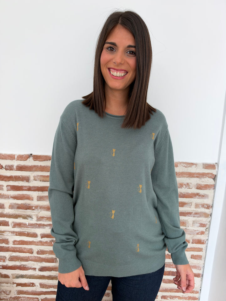 Jersey Gatos aguamarina