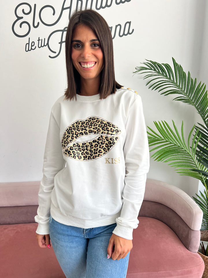 Sudadera Lips blanco