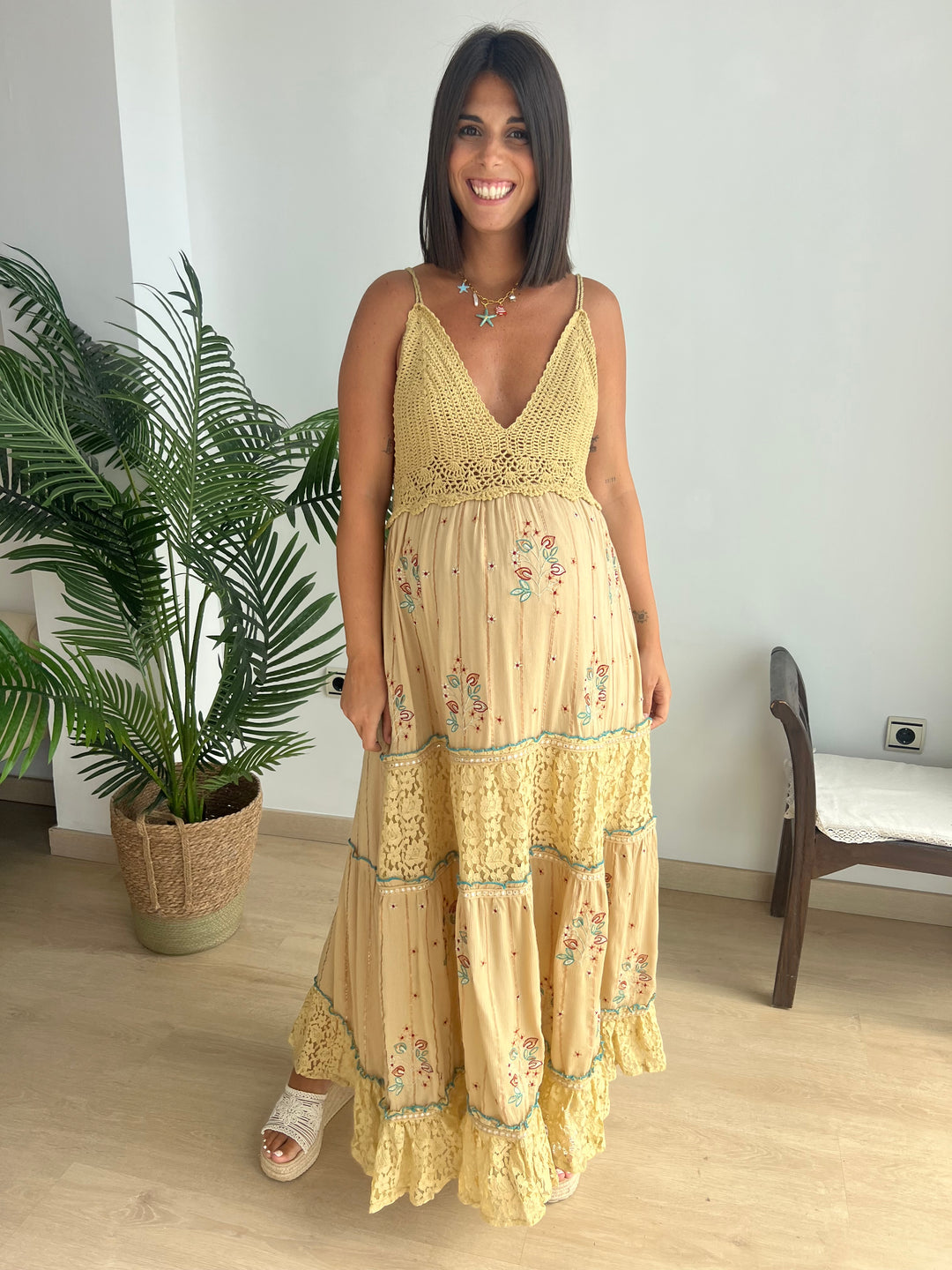 Vestido Paradise beige oscuro
