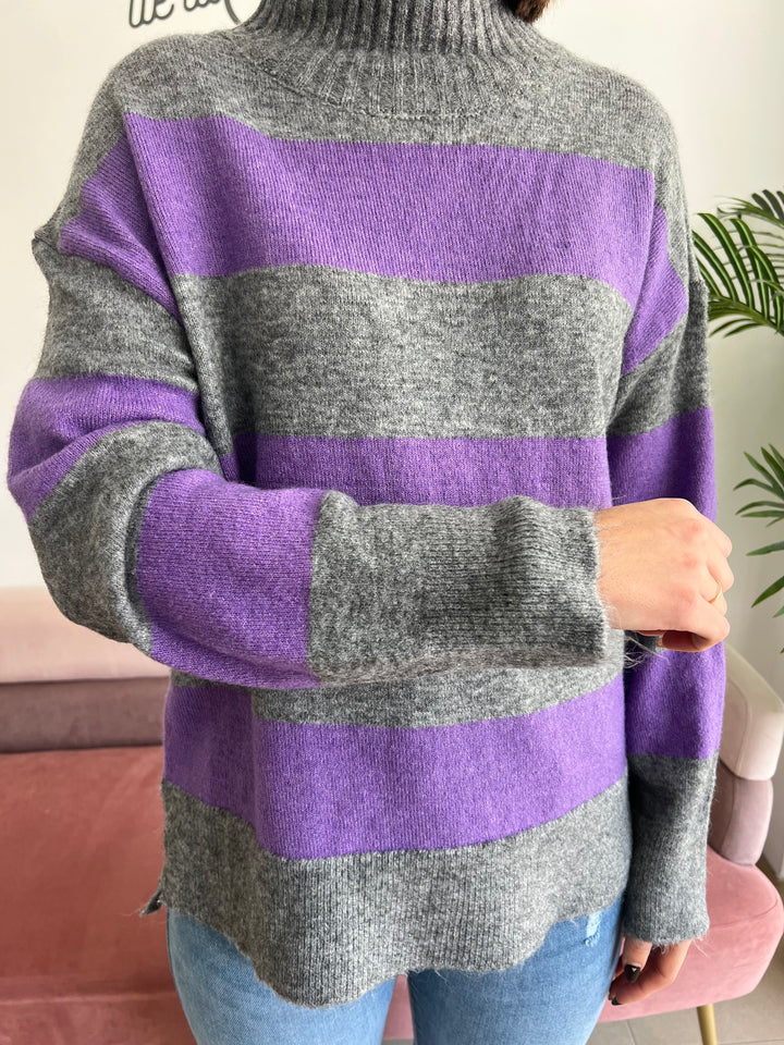 Jersey Ingrid gris y morado