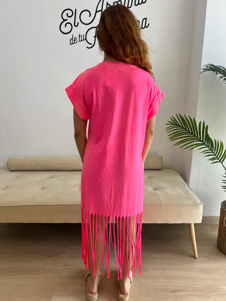 Vestido Flecos fucsia