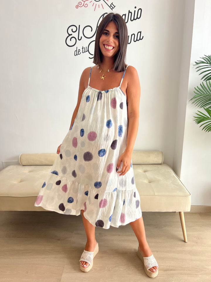 Vestido Damaris lunares azul