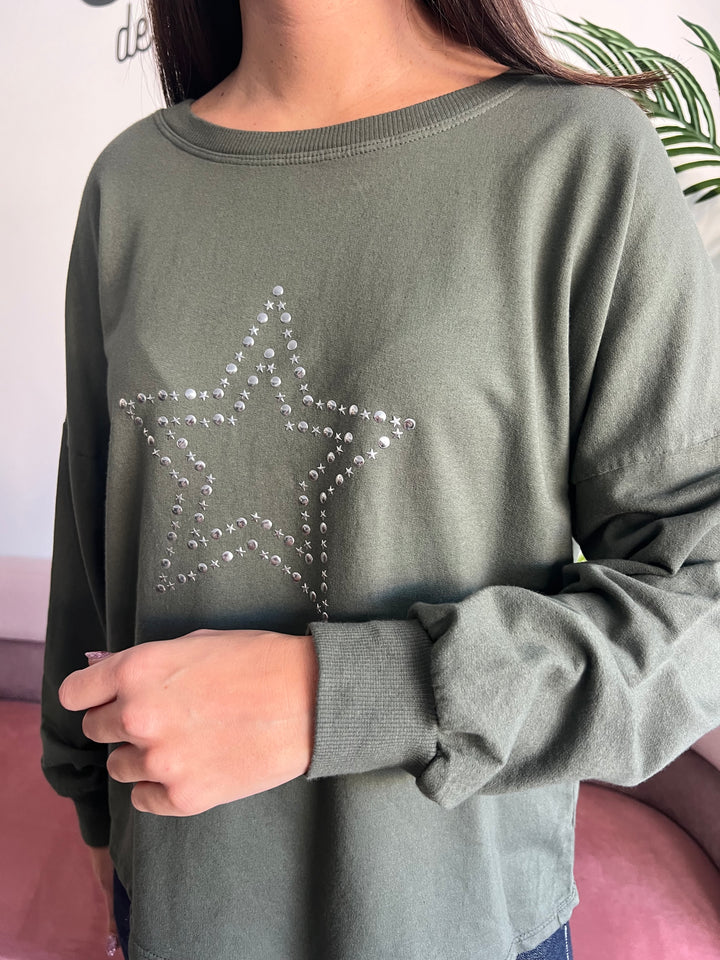Sudadera Estrella verde militar
