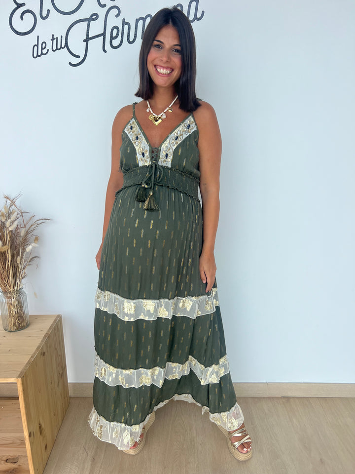 Vestido Kamala verde militar