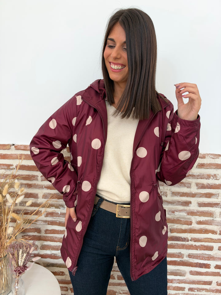 Chaqueta reversible Lunares burdeos