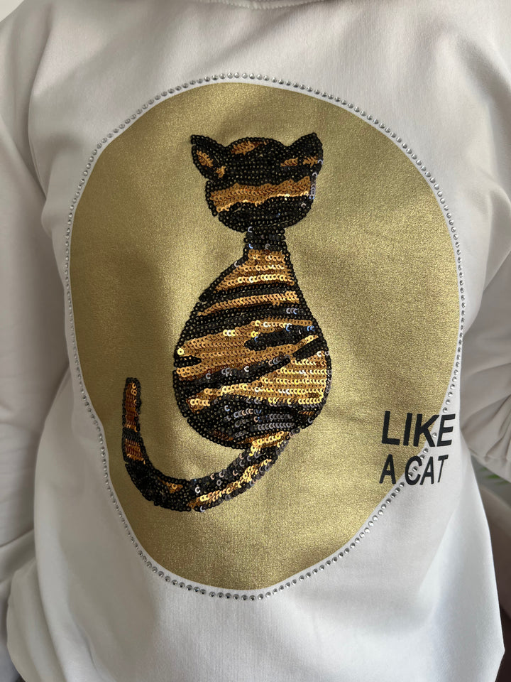 Sudadera Cat blanco