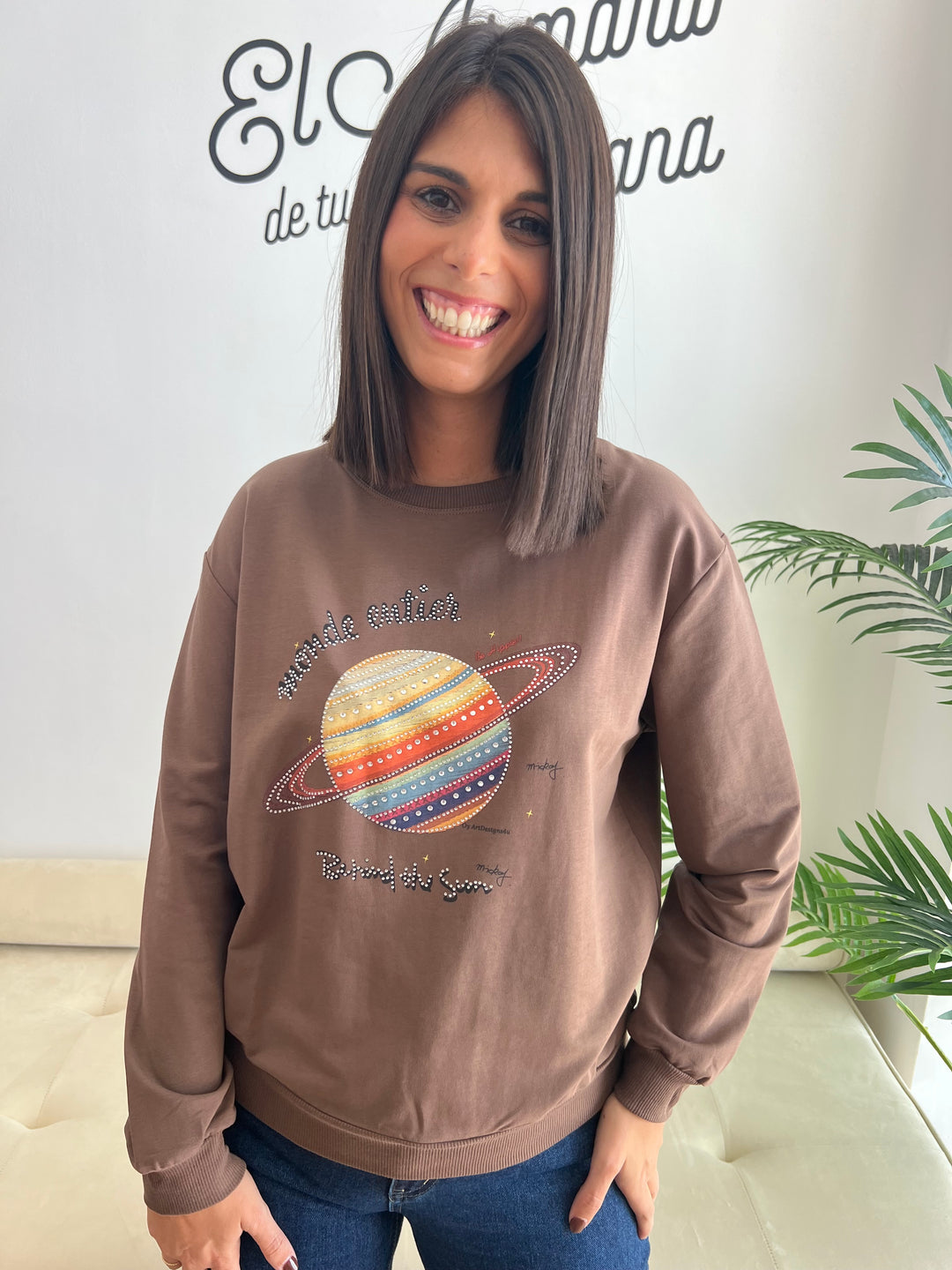 Sudadera Planeta marrón