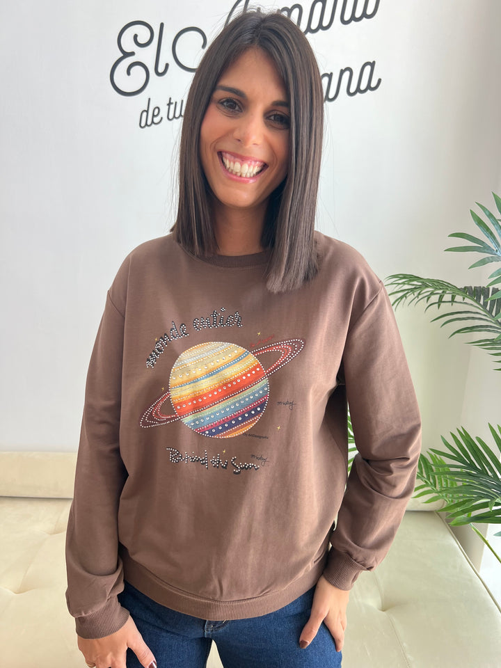 Sudadera Planeta marrón
