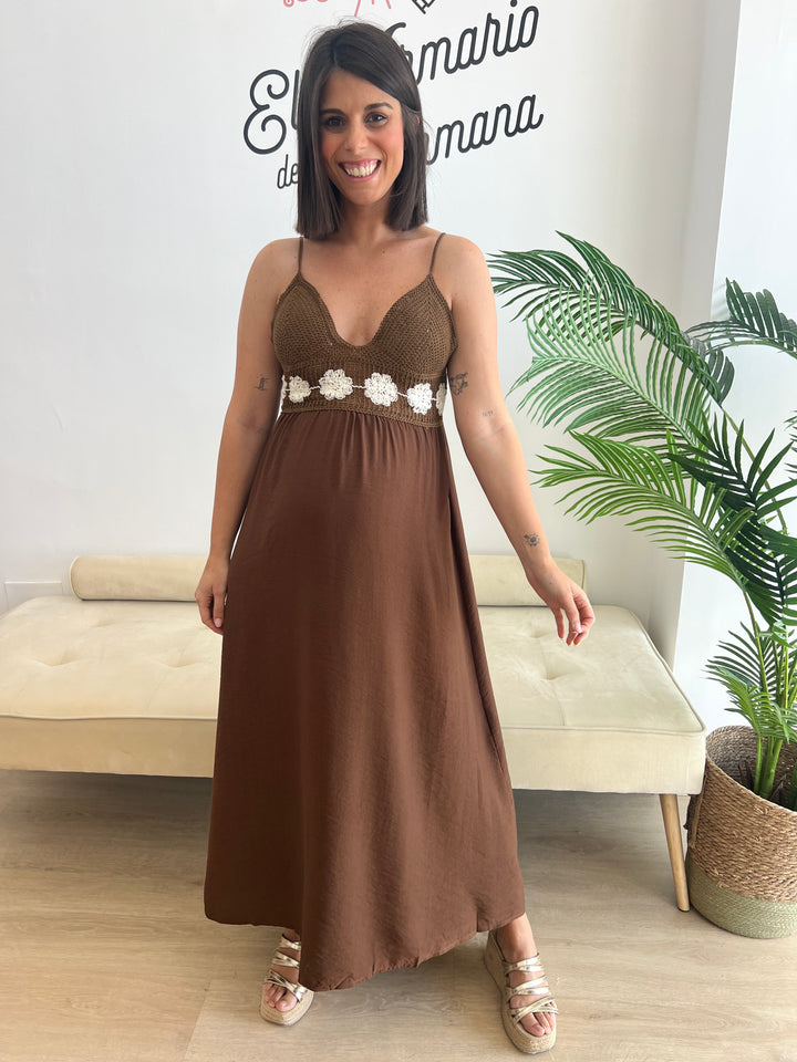 Vestido Flor marrón
