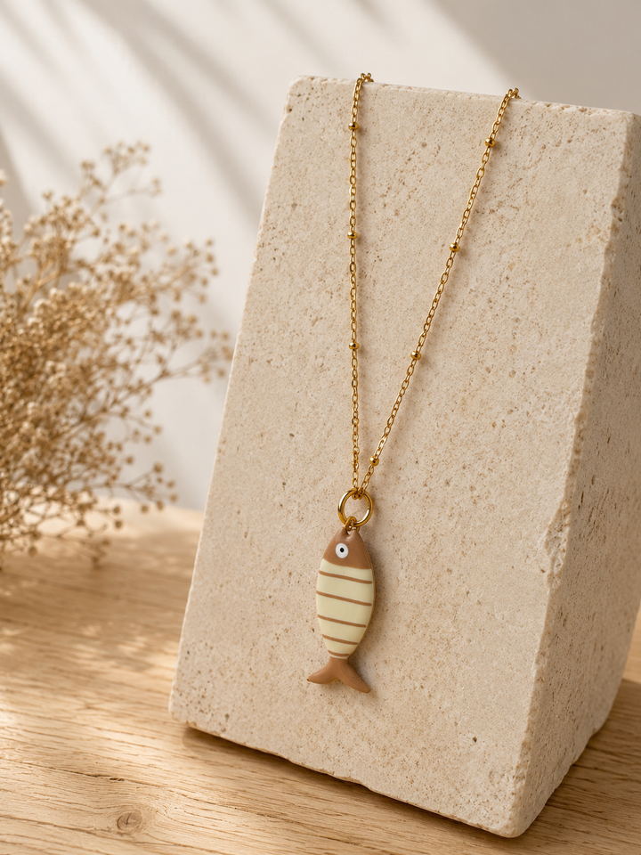 Collar Pez beige (acero)