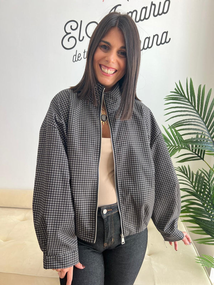Chaqueta Vichy Bomber negro