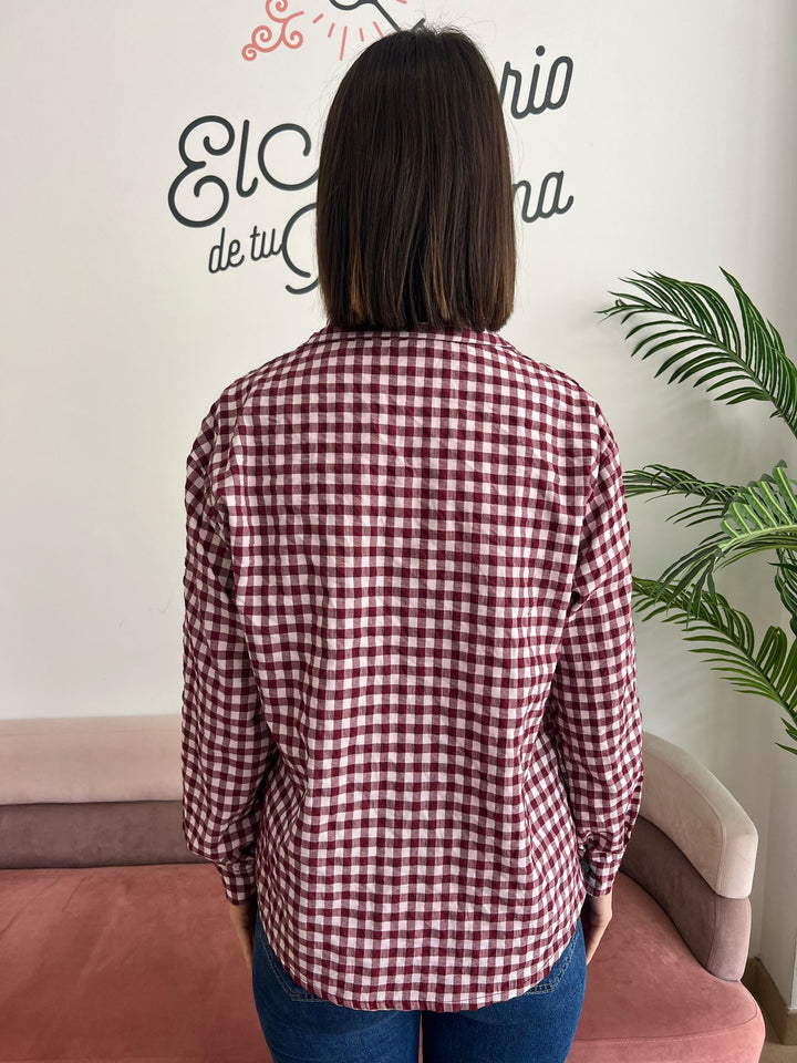 Camisa Vichy basic burdeos