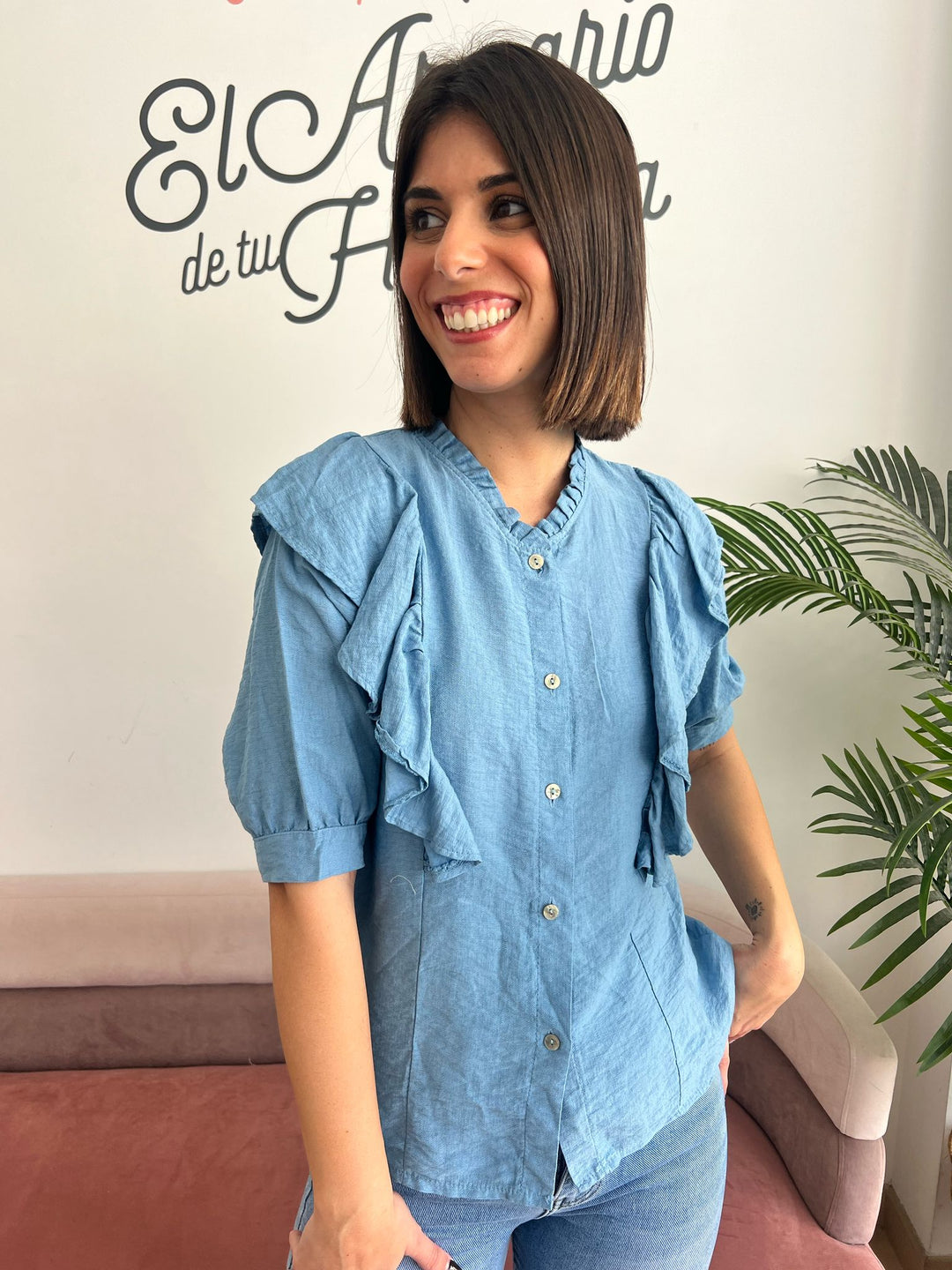 Camisa Sandra celeste