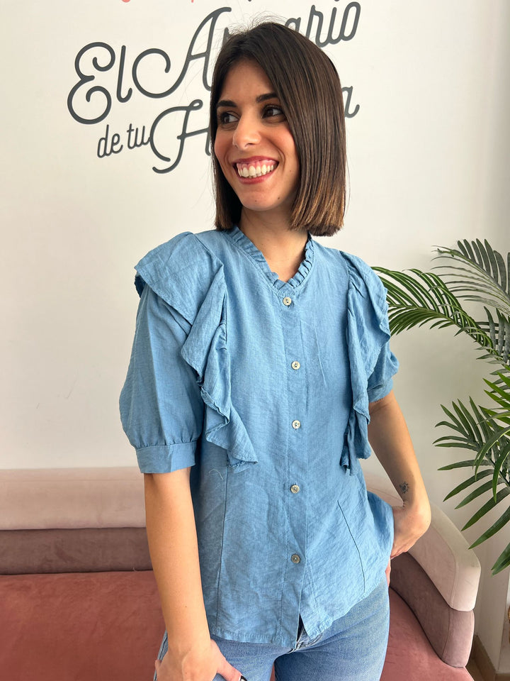 Camisa Sandra celeste